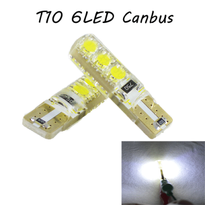 Led лампа SLS LED с обманкой can модуля, цоколь W5W(T10) 6 led 5050, в силиконе, 12-14 В. 5000K